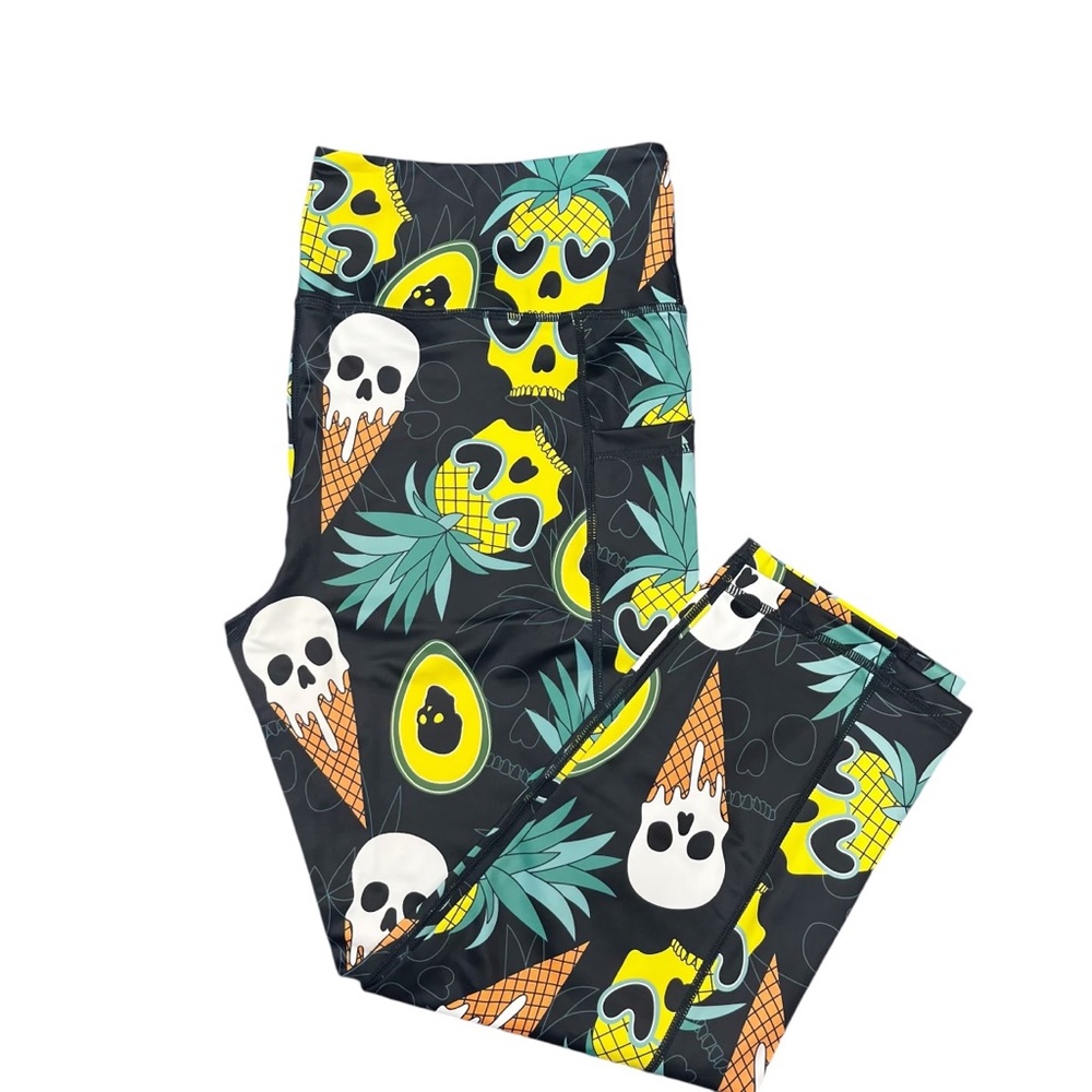CVG Constantly Varied Gear Ice Cream Skulls Capri Leggings